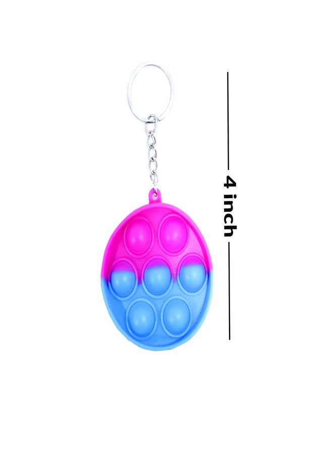 AASA 2Pcs Mini Pop Push It Toy Bubble Toy with Key chain Silicone Squeeze Sensory Stress Tool for Kids and Adults Multicolor - Image 2